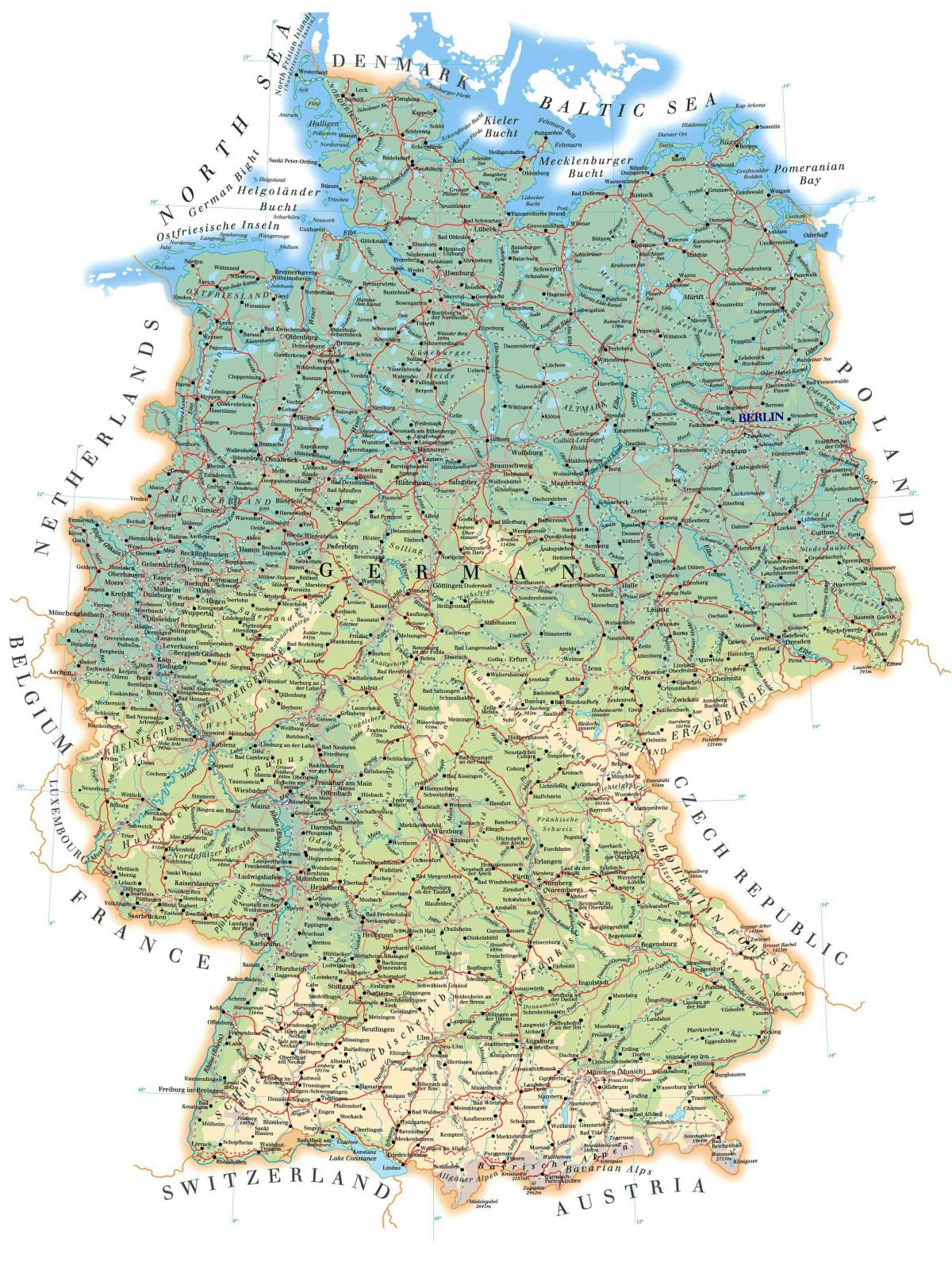 karta njemačke karlsruhe Detaljne kartica Njemačkoj   Označeno kartice Njemačka (Zapadna  karta njemačke karlsruhe