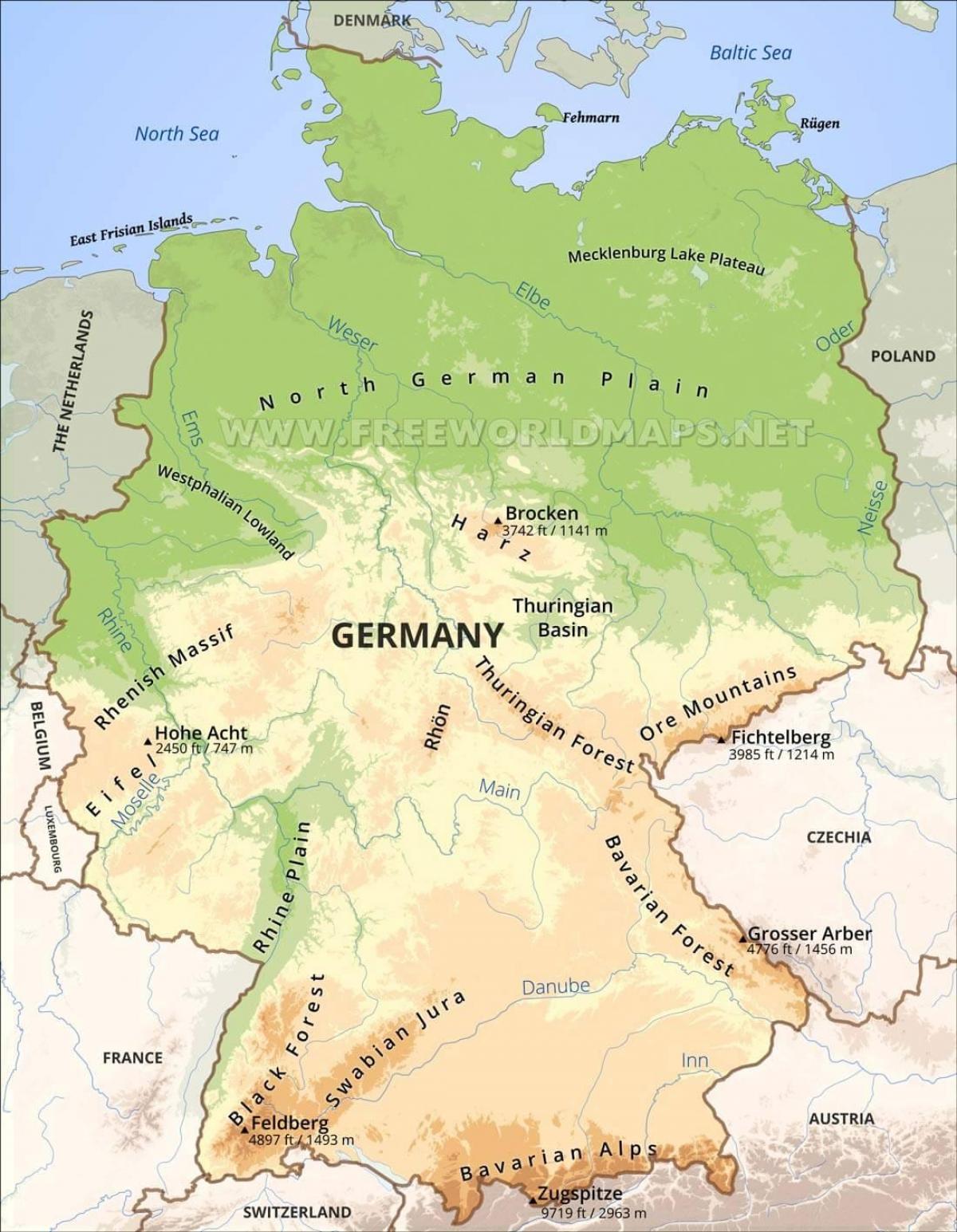 karta njemačke dortmund Njemačka topografski kartica   topografski karta Njemačke (Zapadna  karta njemačke dortmund